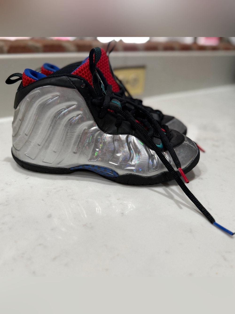 Nike Little Posite One All-Star Metallic Silver Basketball Shoes 3Y FJ3304-001